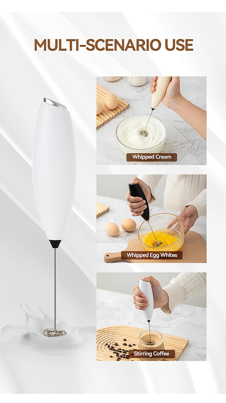 1PC Electric Egg Beater Milk Frother Wireless Handheld Coffee Cappuccino Frother Household Mini Whisk Mixer