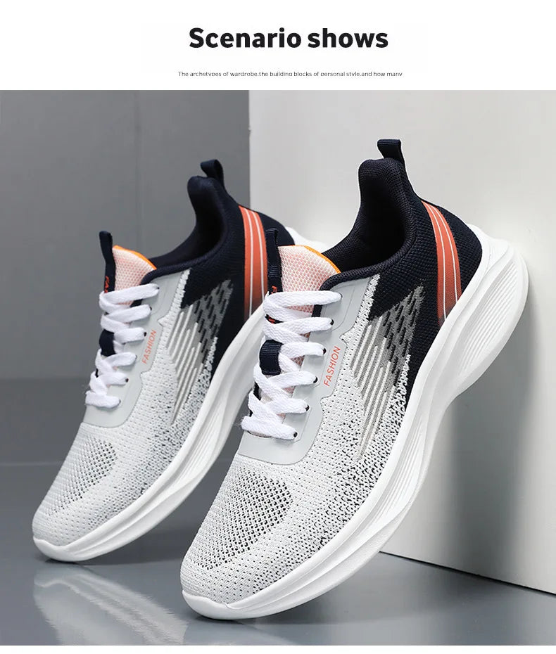 2024 Men's Shoes Spring fashion Soft sole sports single shoes flying woven Casual style men's Running shoes sneakers