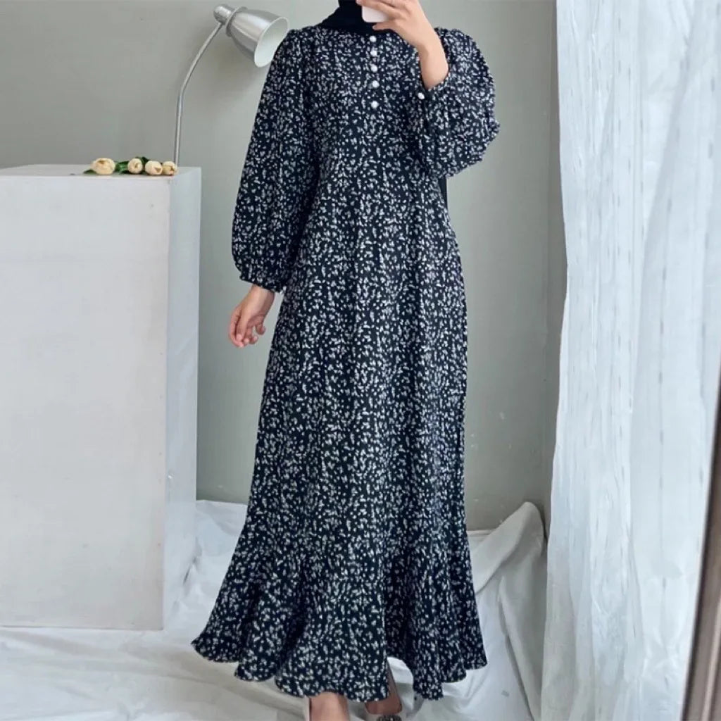 Eid Muslim Dress for Women Floral Ramadan Long Dresses Abaya Morocco Abayas Kaftan Islam Dubai Arab Modest Long Robe 2024