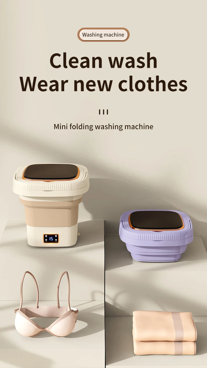 Folding washing machine 9L large capacity portable mini small washing machine underwear socks retractable automatic washing