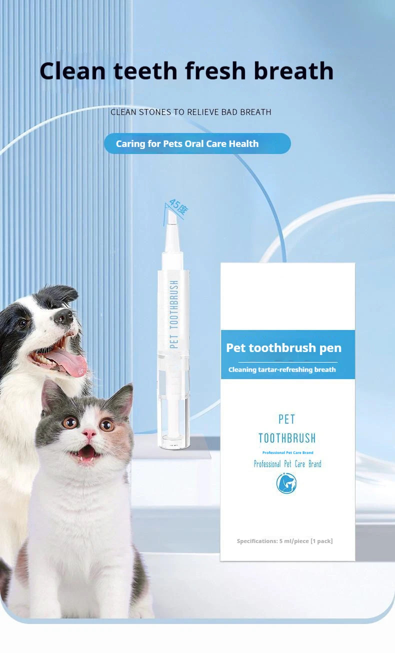 Pet Toothbrush Pen Teeth Cleaning Tool Fresh Breath Pet Toothbrush Toothpaste All-in-One Teeth Cleaning for Dogs and Cats