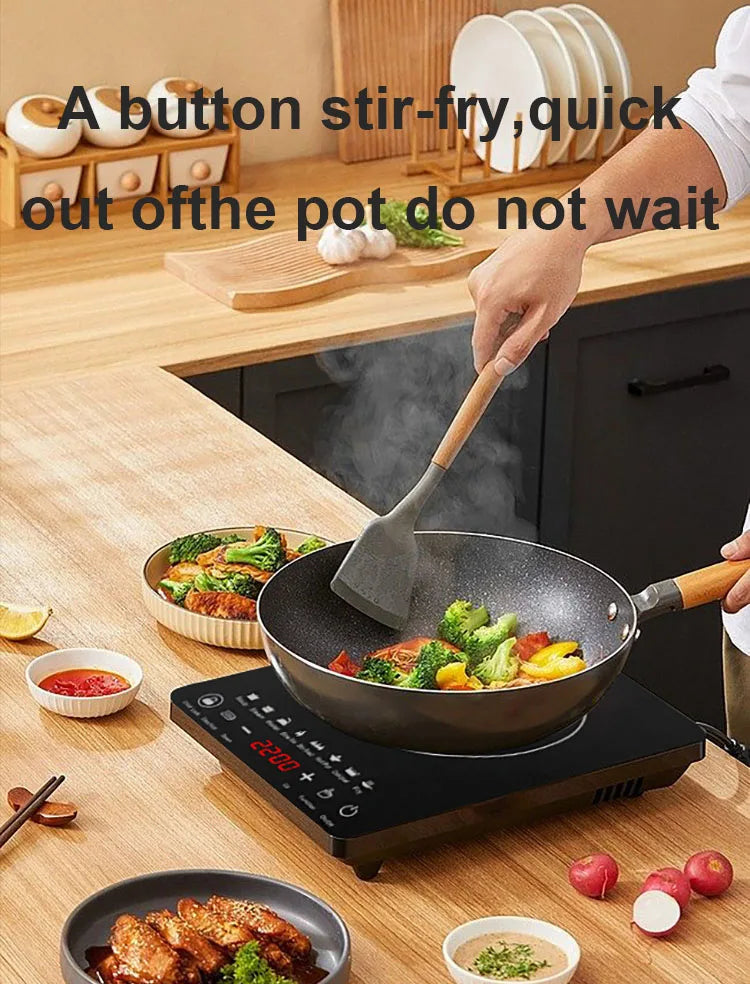 110V/220V Electric Magnetic Induction Cooker Waterproof Hot Pot Oven Furnace Cooking Stove Kitchen Hotpot Heater Cooktop 2200W