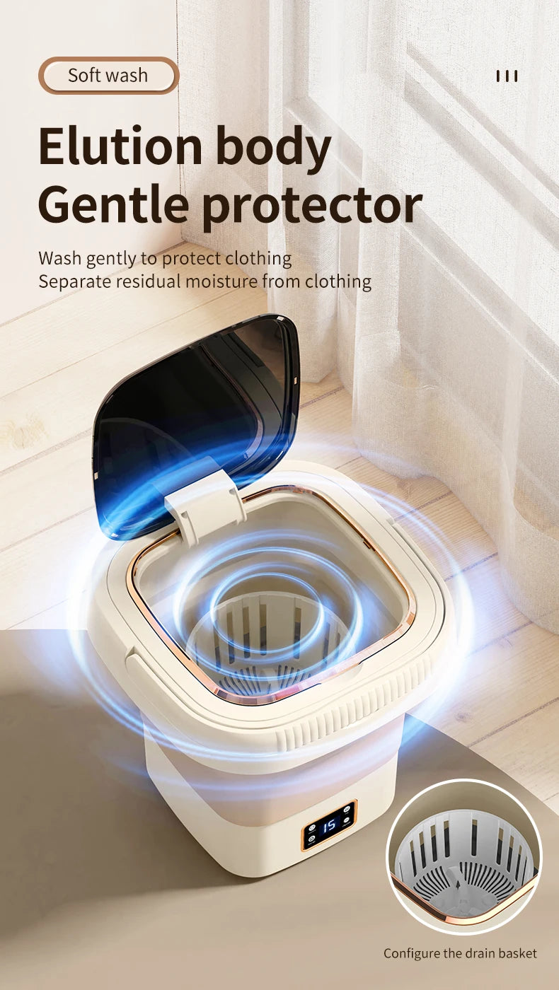 Folding washing machine 9L large capacity portable mini small washing machine underwear socks retractable automatic washing