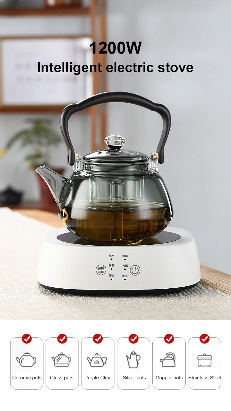 1200W Mini Electric Stove Portable Heating Furnace Cast Iron Hot Plate Coffee Milk Heater Temperature Adjustable Tea Warmer 15cm