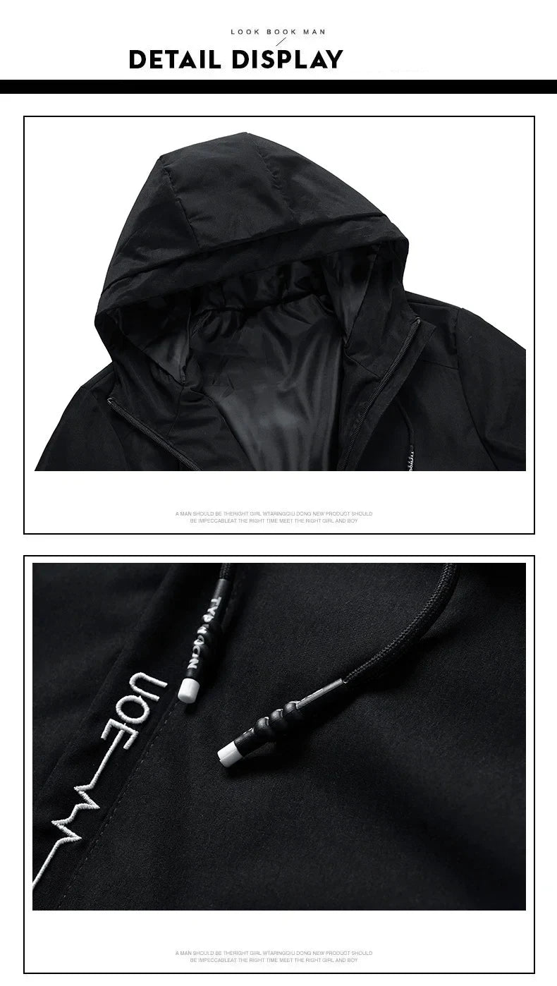 Spring and Autumn men's windproof zipper Jacket Casual quality hooded baseball jacket Outdoor blazer garment top