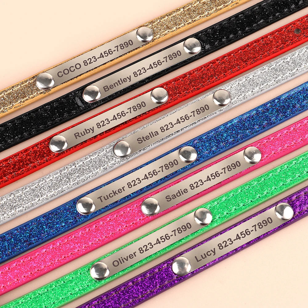 Anti-lost Cat ID Collar Personalized Puppy Cat Collars Necklace Free Engraved ID Name Tag For Kitten Cats Small Dogs Bling