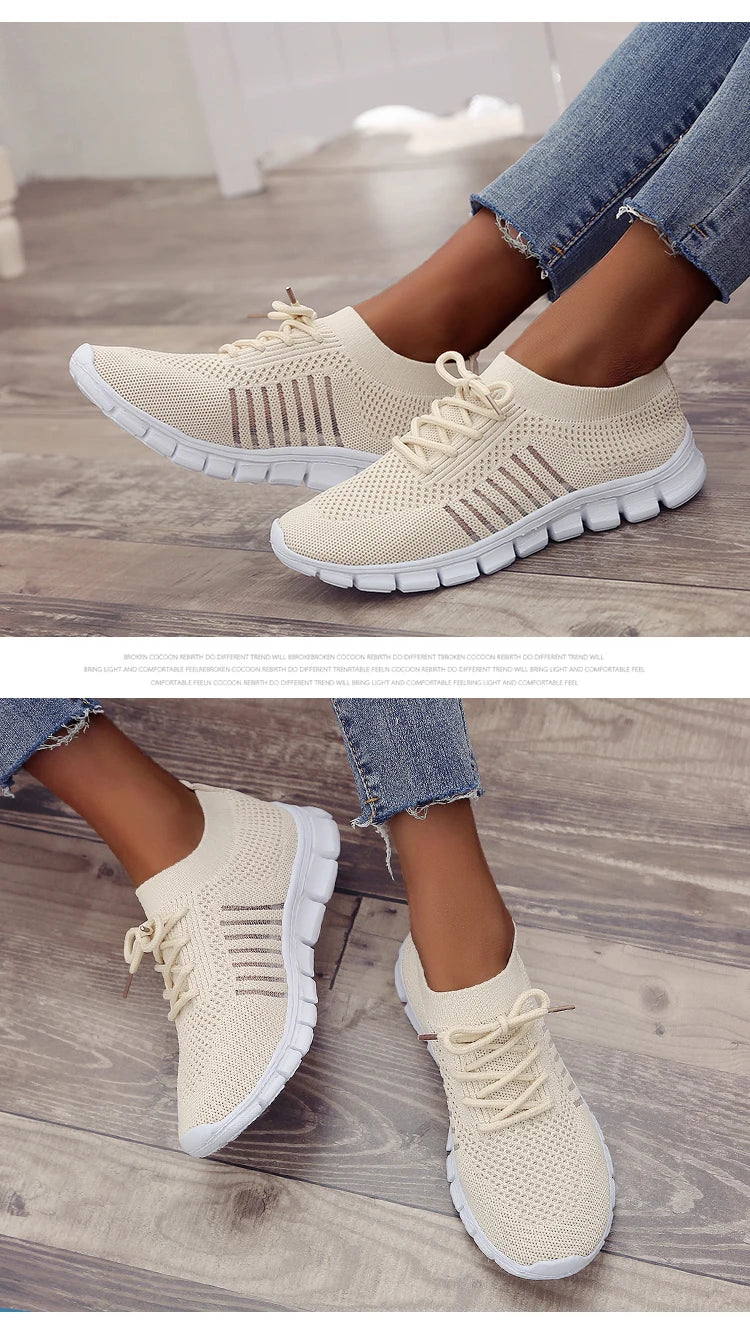 Women Mesh Breathable Shoes Slip on Flat Shoes Woman Tenis Ladies Casual Shoes Walking Footwear Sneakers Womens Vulcanize Shoes