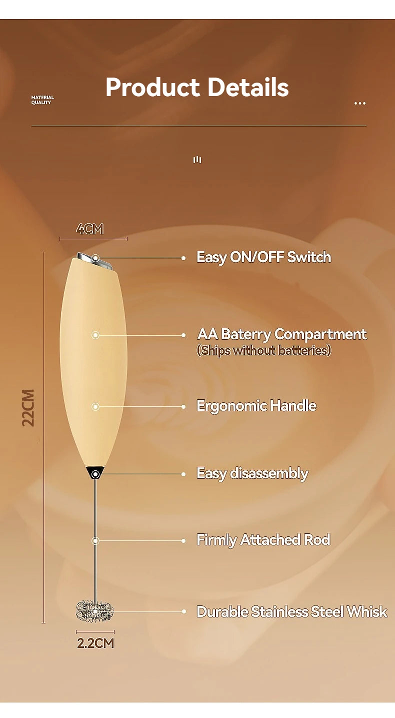 1PC Electric Egg Beater Milk Frother Wireless Handheld Coffee Cappuccino Frother Household Mini Whisk Mixer