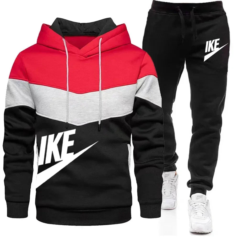 2024 New Men's Autumn Winter Sets Zipper Hoodie+Pants Pieces Casual Tracksuit Male Sportswear Clothing
