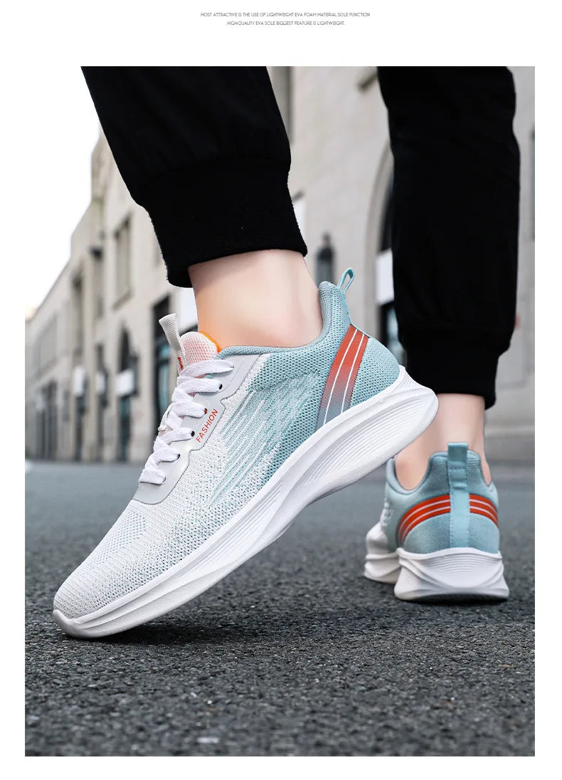 2024 Men's Shoes Spring fashion Soft sole sports single shoes flying woven Casual style men's Running shoes sneakers