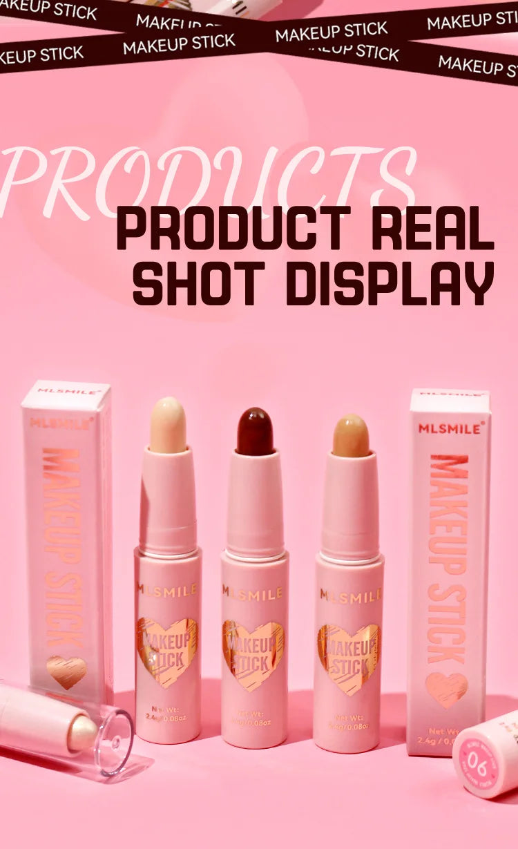 MLSMILE 8 Color High Gloss Pearl Contouring Stick Face Brightening Sleeper Silkworm Pen three-dimensional Face contour Shadow