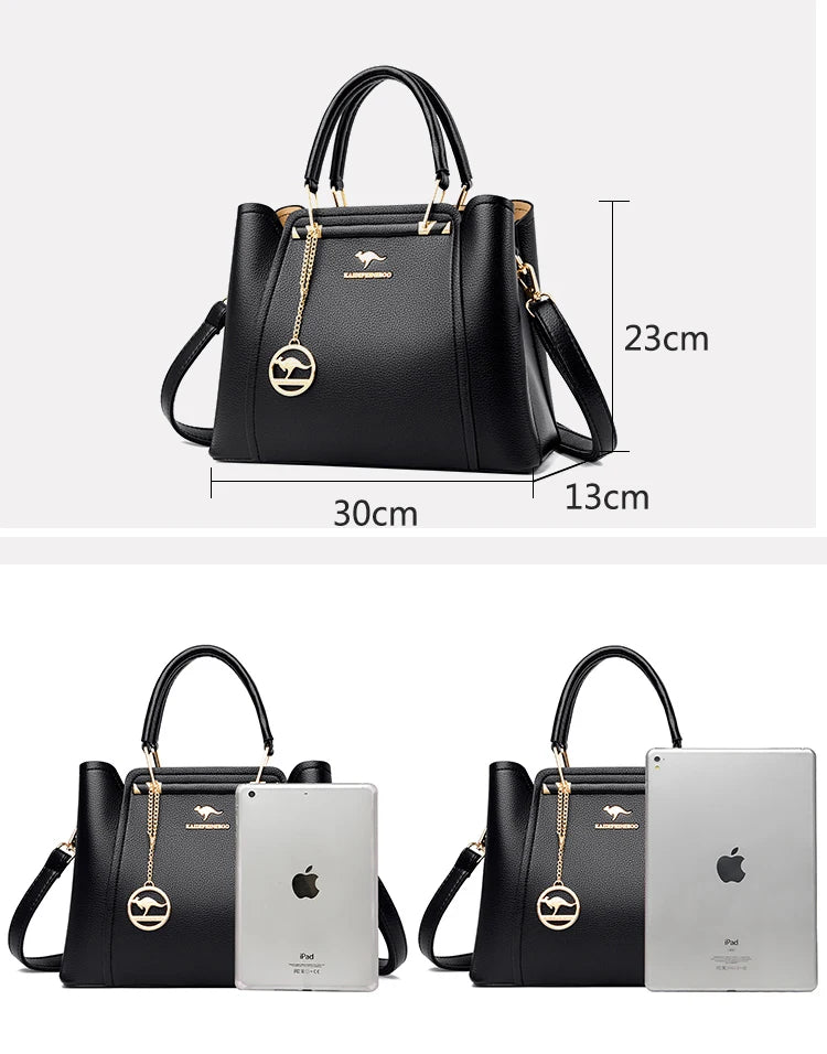 Women Soft Leather Handbags Luxury Designer 3 Layers Shoulder Crossbody Bags Ladies Large Capacity Shopping Brand Messenger Tote