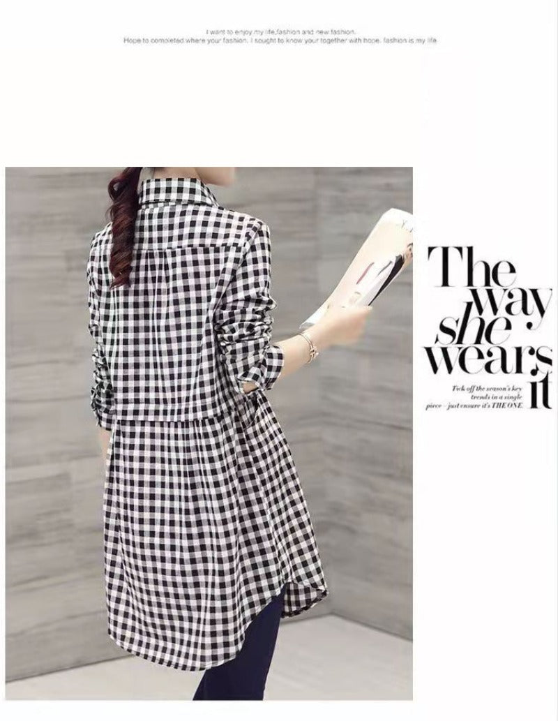 All-match Button Solid Midi Autumn Blouse for Female 2023 Korean Fashion Spliced Shirt Loose Long Sleeve Winter Polo-Neck Shirt
