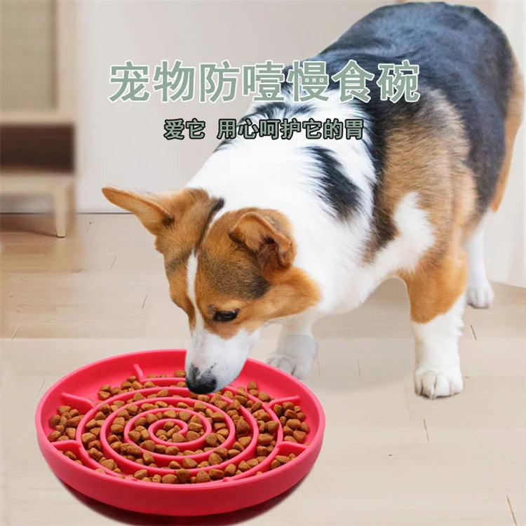 Pet supplies Slow Food Bowl Cat Anti-Knockover Anti-Slip Food Bowl Puppy Anti-choking Silicone Toy Food Plate