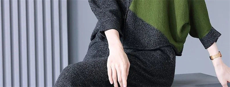 Self Made Knitted Two-piece Set for Women's 2024 Spring Clothing Set Socialite Temperament Wide Leg Pants Sweater Set Commuting