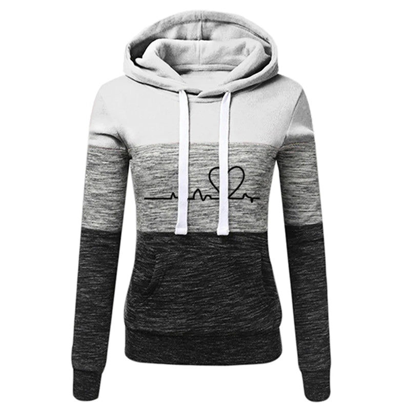 Autumn Winter Warm Women's Fleece Long Sleeve Hoodie Fashion Slim Fit Sweatshirt Ladies Casual Color Matching Outdoors Pullover