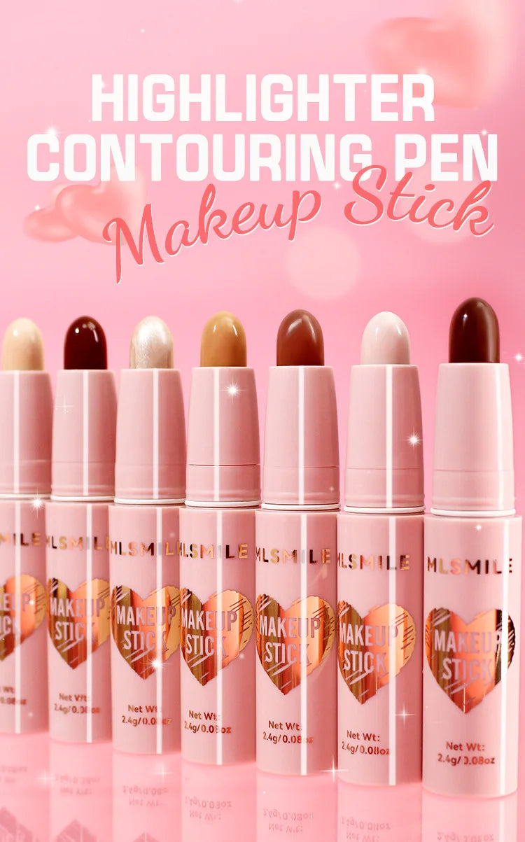 MLSMILE 8 Color High Gloss Pearl Contouring Stick Face Brightening Sleeper Silkworm Pen three-dimensional Face contour Shadow