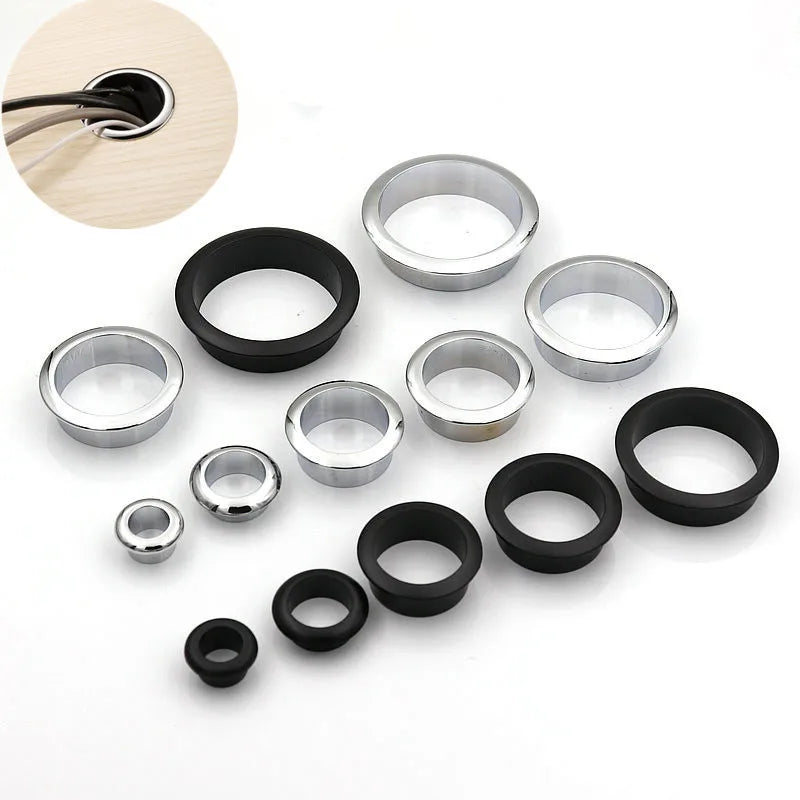 Computer Desk Cable Grommets Wire Hole Cover Cabinet Vent Decorative Ring Cable Outlet Port Furniture Hardware Desk Accessories