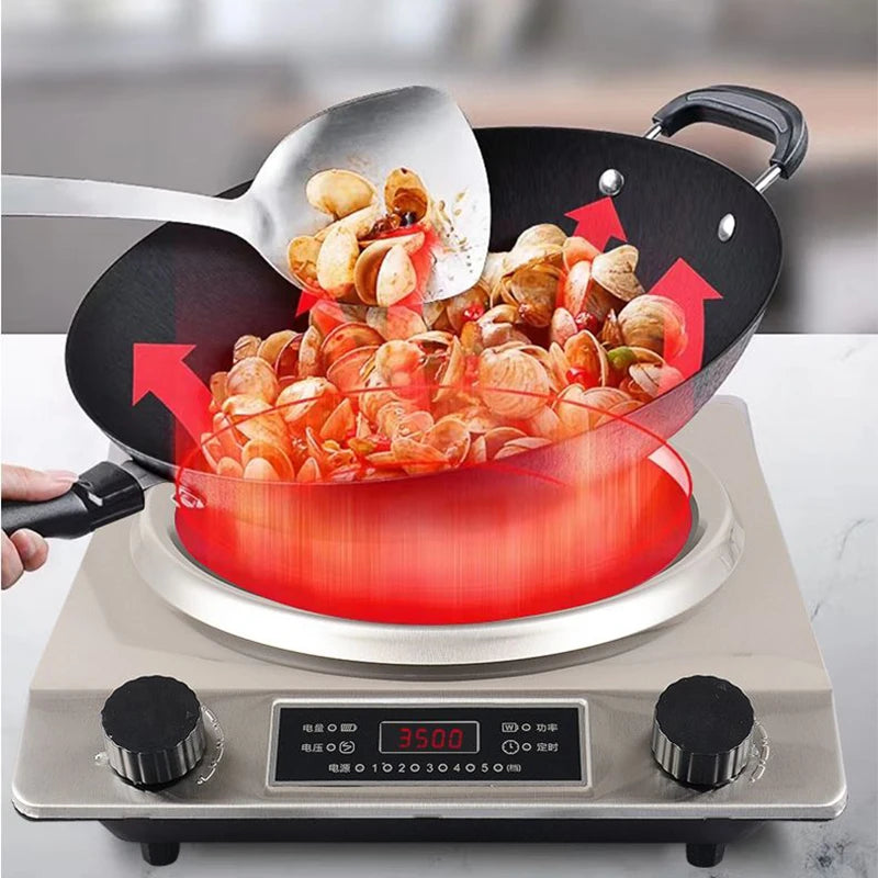 DMWD Electric Induction Cooker Waterproof 3500W Concave Type Magnetic Hotpot Hob Burner Soup Stir-fry Cooking Stove Cooktop EU