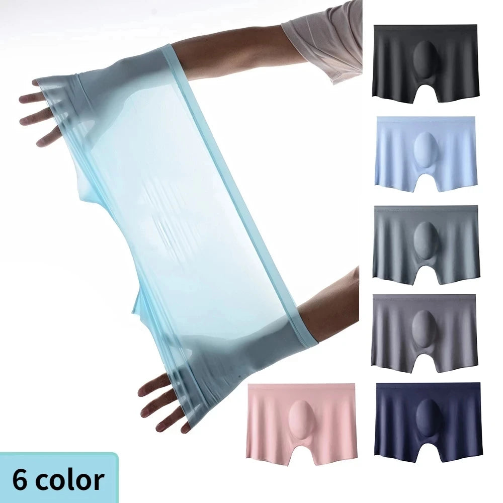 1 Pc Mens Boxer Shorts Ice Silk Men Panties Seamless Sexy Underwear Man Underpants Panties Male Ultra-thin Breathable Briefs
