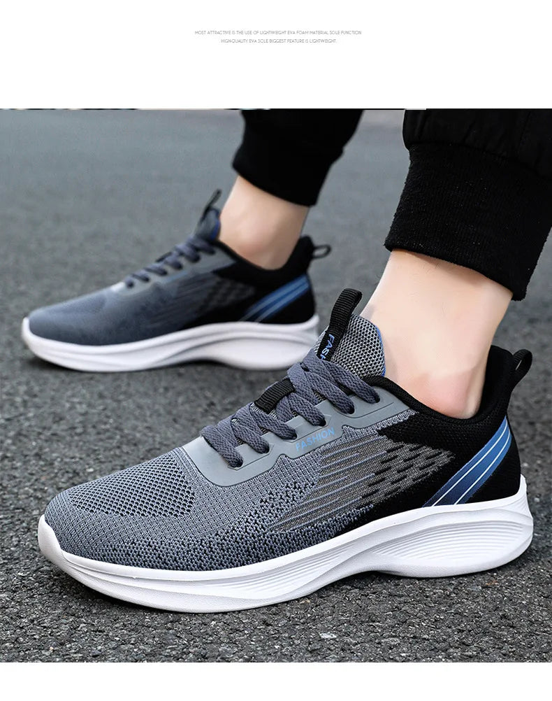 2024 Men's Shoes Spring fashion Soft sole sports single shoes flying woven Casual style men's Running shoes sneakers
