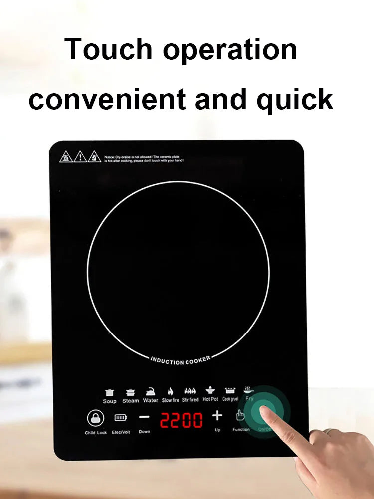 110V/220V Electric Magnetic Induction Cooker Waterproof Hot Pot Oven Furnace Cooking Stove Kitchen Hotpot Heater Cooktop 2200W