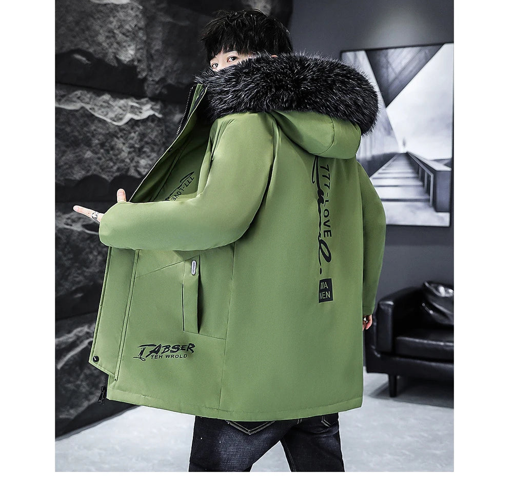DIMUSI Winter Men's Long Jacket Fashion Male Thermal Parkas Coats Casual Men Classic Fur Collar Warm Padded Jackets Clothing