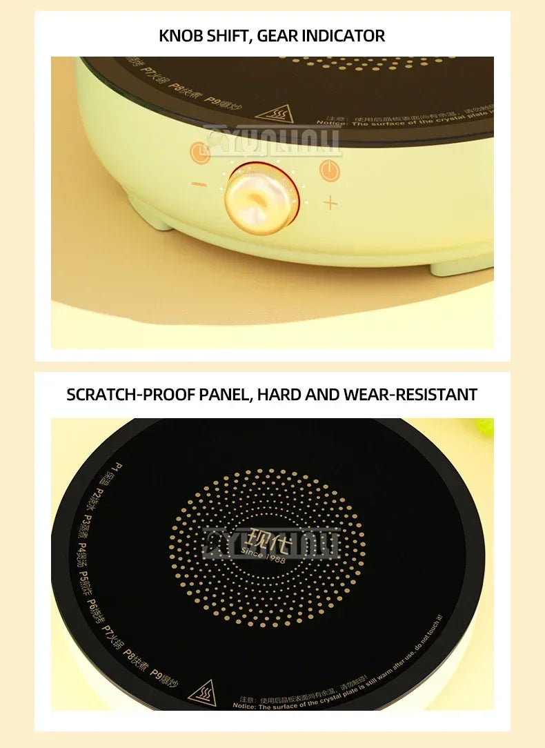 Portable Electric Induction Cooker 2000W Round Electromagnetic Oven Household Tea Boiling Stove