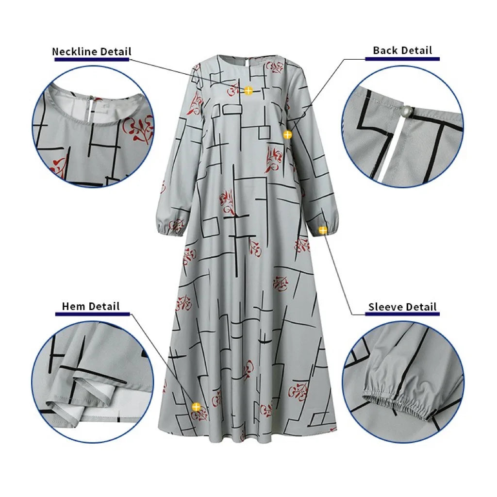 Abaya Muslim Women Print Dress Morocco Ramadan Long Robe Vestidos Abayas Saudi Dubai Arabic Jalabiya Islam Eid Modest Dresses