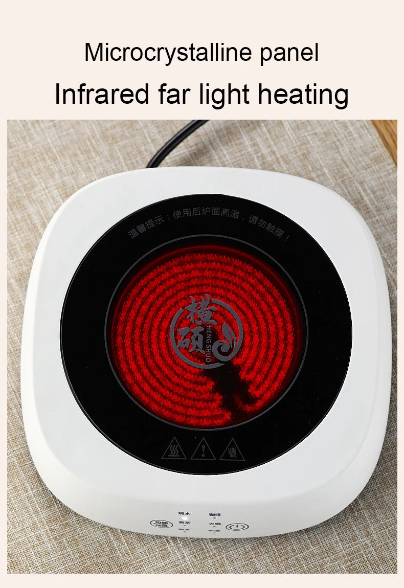 1200W Mini Electric Stove Portable Heating Furnace Cast Iron Hot Plate Coffee Milk Heater Temperature Adjustable Tea Warmer 15cm