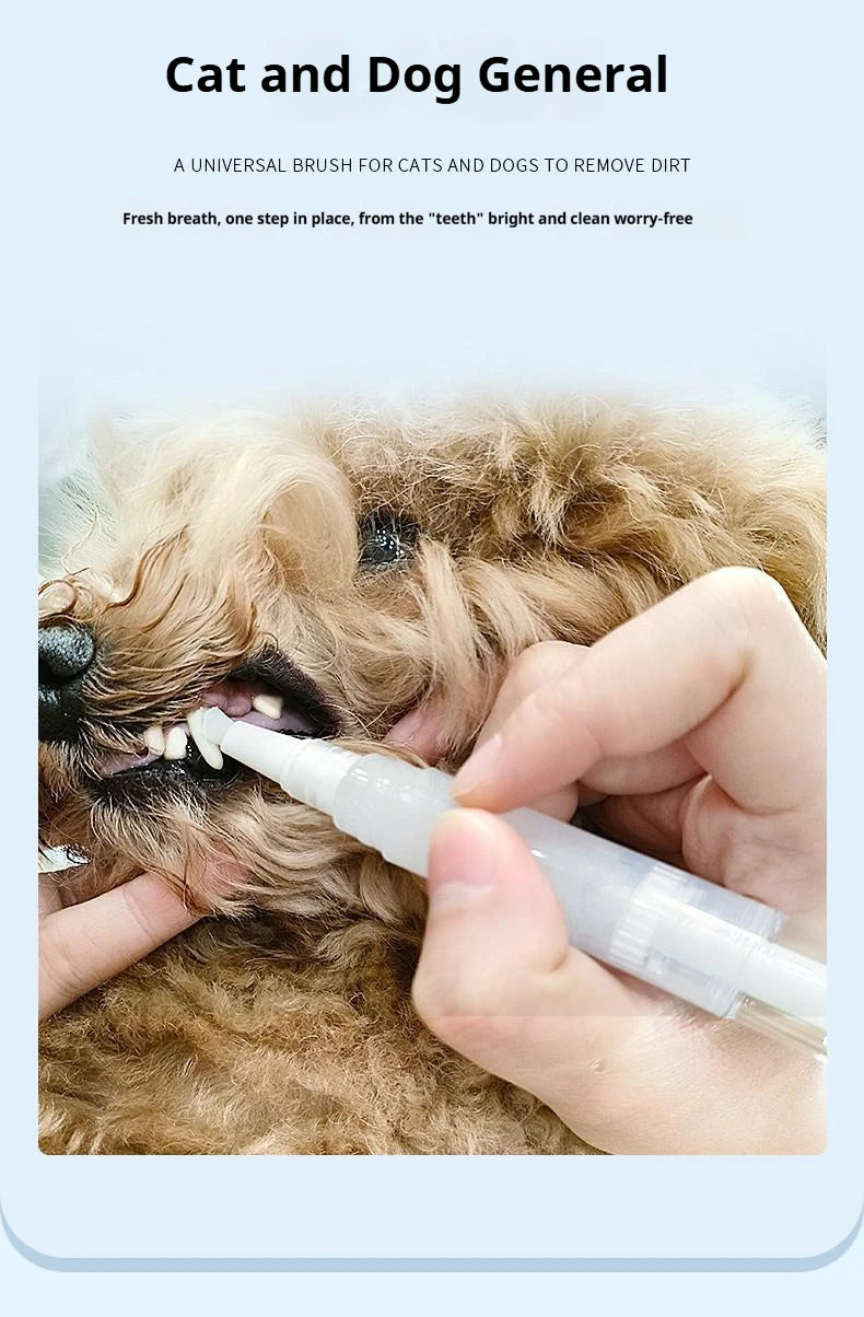 Pet Toothbrush Pen Teeth Cleaning Tool Fresh Breath Pet Toothbrush Toothpaste All-in-One Teeth Cleaning for Dogs and Cats