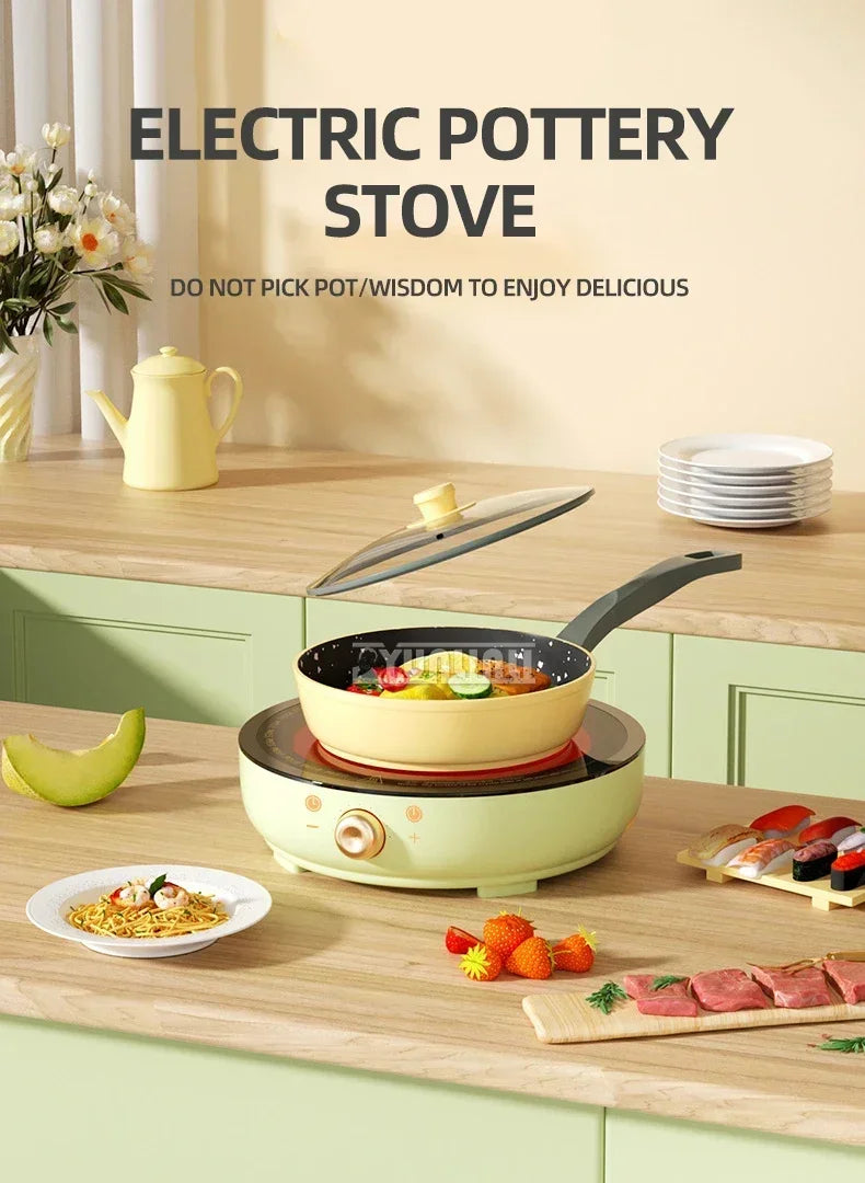 Portable Electric Induction Cooker 2000W Round Electromagnetic Oven Household Tea Boiling Stove