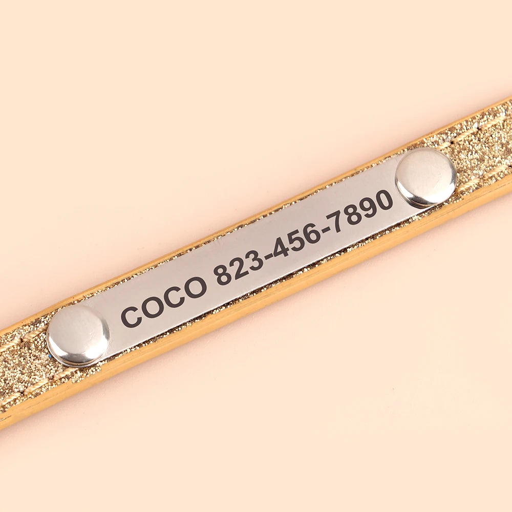 Anti-lost Cat ID Collar Personalized Puppy Cat Collars Necklace Free Engraved ID Name Tag For Kitten Cats Small Dogs Bling