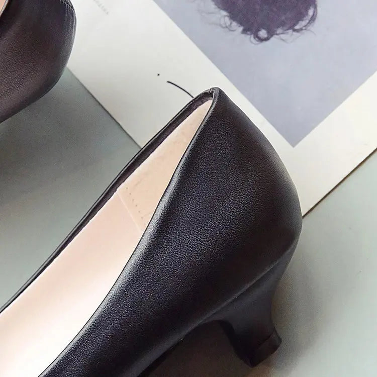 Work Professional Women's Shoes Shallow Mouth Work Stewardess Leather Hotel Employees High Heels Shoes Women