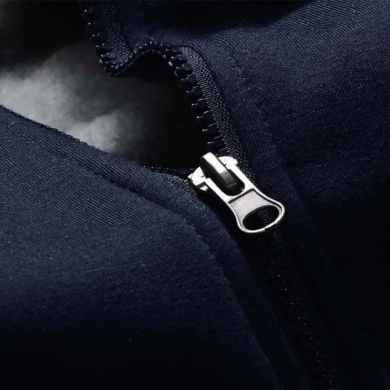 2024 New Winter Thick Men Sports Suit Tracksuit Hooded Sportswear Zipper Cardigan Hooded Woolen Trousers Pants Casual Men Set