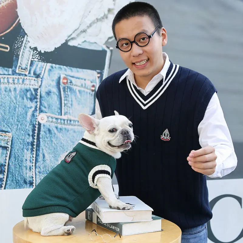 College Style Pet Dog Sweater Winter Warm Dog Clothes for Small Medium Dogs Puppy Cat Vest Chihuahua French Bulldog Yorkie Coat