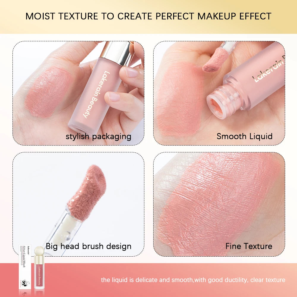 7.5ml Matte Liquid Blush Velvet Blusher Orange Peach Face Pigment Lasting Beauty Natural Cheek Tint Cream Waterproof Blush