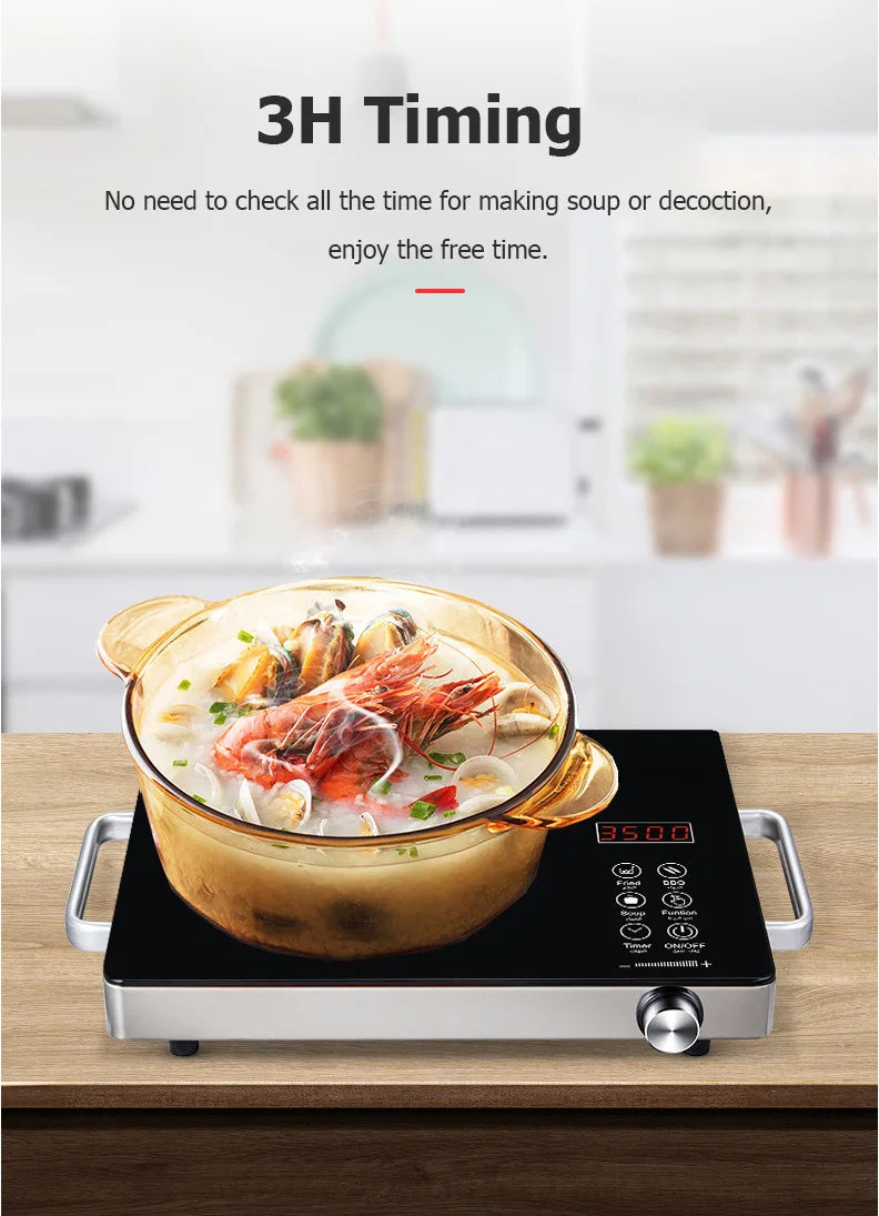 DMWD 110/220V 3500W Household Induction Cooker Electromagnetic Oven Waterproof Electric Stove Smart Touch Control Heating Plate