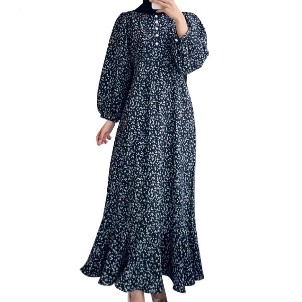 Eid Muslim Dress for Women Floral Ramadan Long Dresses Abaya Morocco Abayas Kaftan Islam Dubai Arab Modest Long Robe 2024