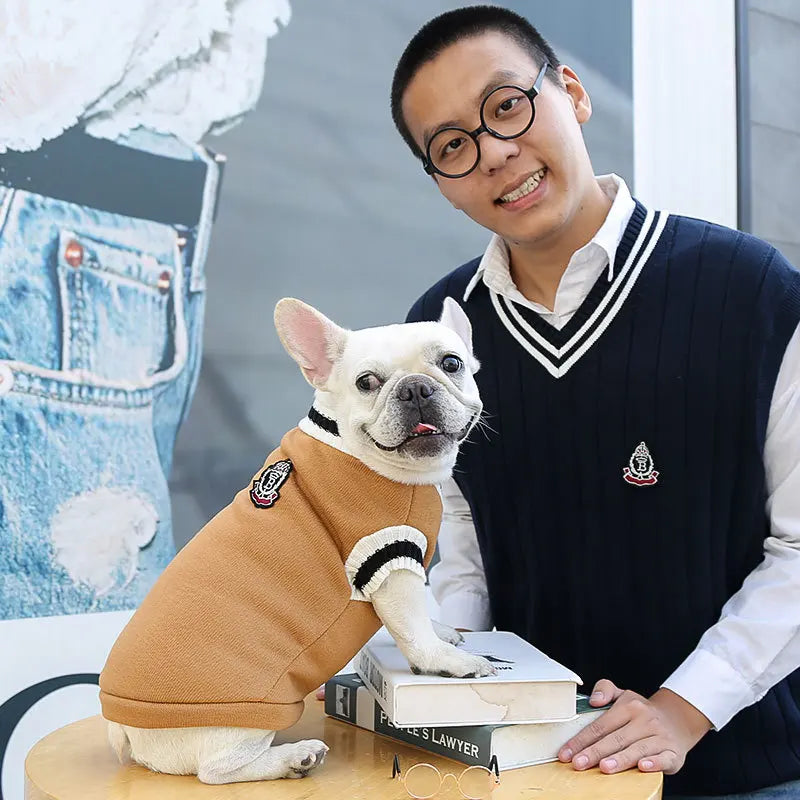 College Style Pet Dog Sweater Winter Warm Dog Clothes for Small Medium Dogs Puppy Cat Vest Chihuahua French Bulldog Yorkie Coat