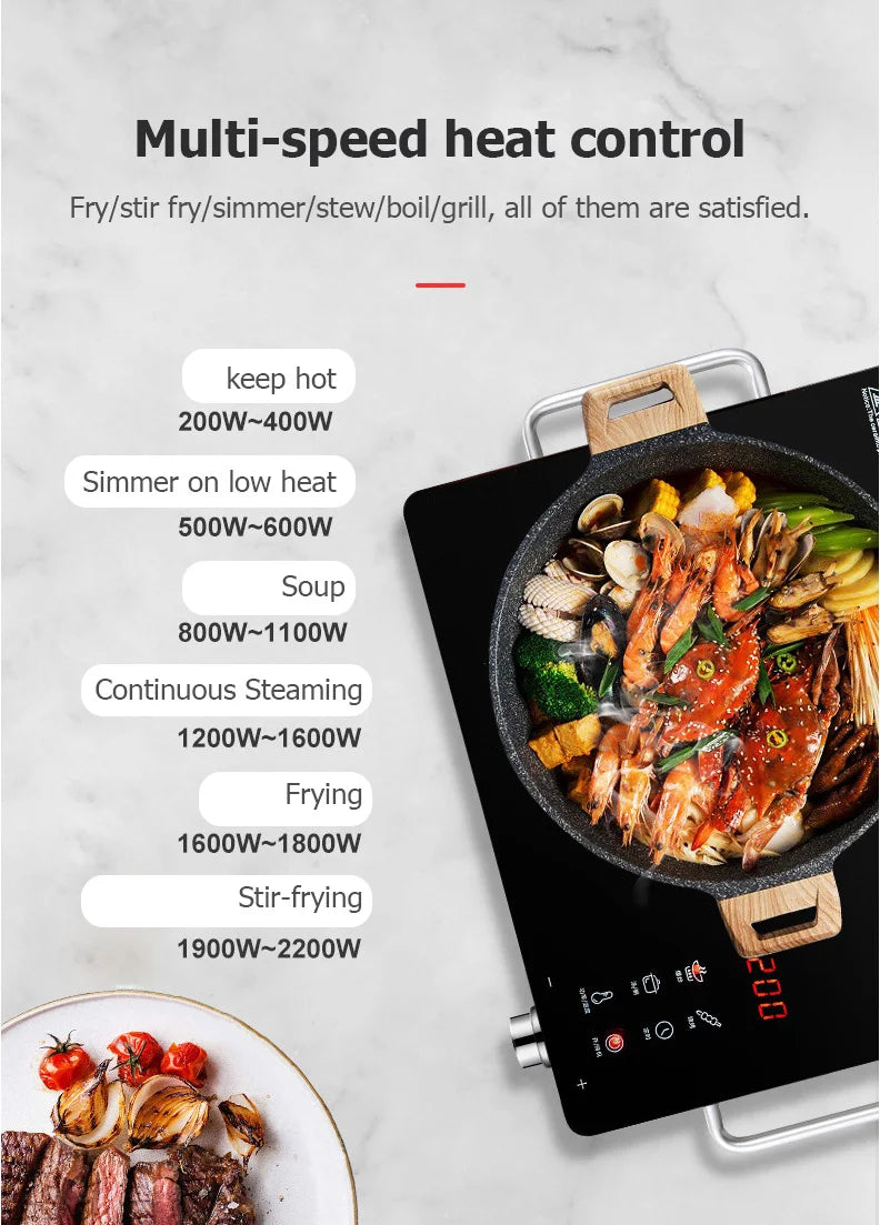 DMWD 110/220V 3500W Household Induction Cooker Electromagnetic Oven Waterproof Electric Stove Smart Touch Control Heating Plate