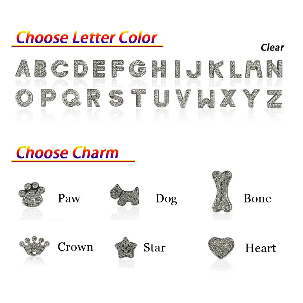 Bling Rhinestone Puppy Dog Collars Personalized Small Dogs Chihuahua Collar Custom Necklace Free Name Charms Pet Accessories