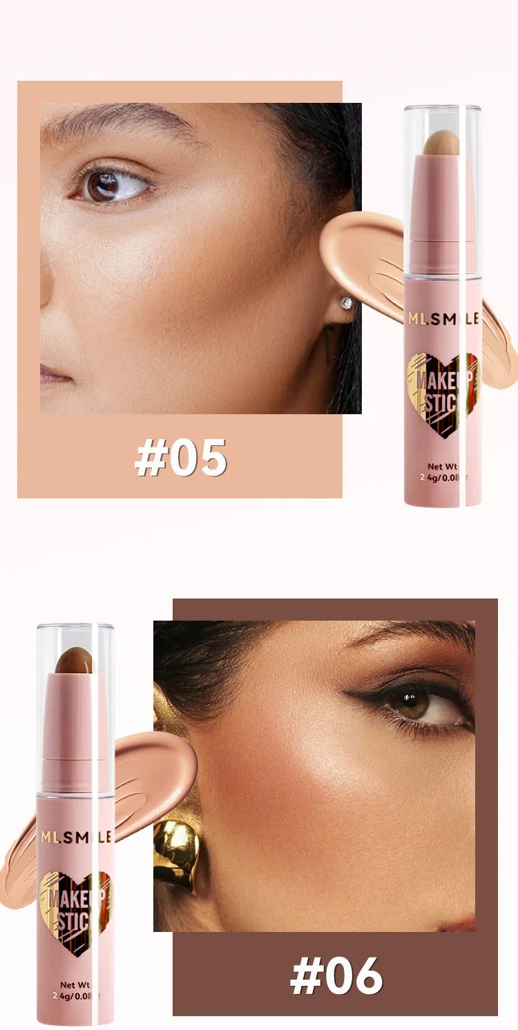 MLSMILE 8 Color High Gloss Pearl Contouring Stick Face Brightening Sleeper Silkworm Pen three-dimensional Face contour Shadow