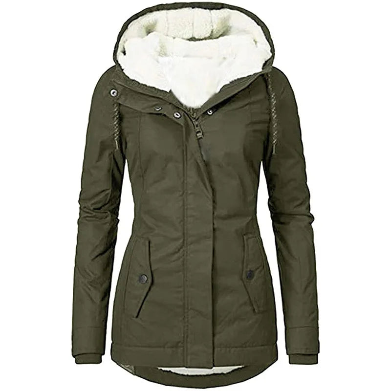 Women Splice Zipper hooded Coats