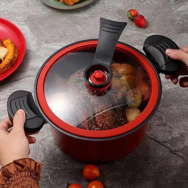 Advanced Red Thick 3.5L Non stick Pressure Pot with Micro Pressure Multi purpose Soup and Cooking Pot for Home and Kitchen -1Pcs
