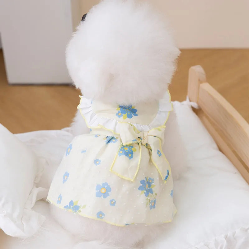 Dog Princess Dress Cute Pet Dog Mesh Dress Kitten Puppy Pet Skirt Summer Dog Dress Bow Lace Korean Poodle Chihuahua Dog Clothes