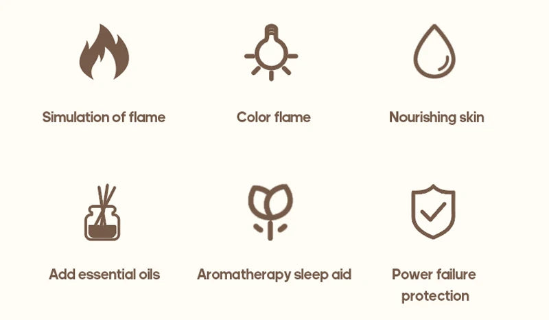 KINSCOTER Essential Oil Aroma Diffuser Flame Air Humidifier Ultrasonic Cool Mist Difusor with RGB Realistic Fire Night Light