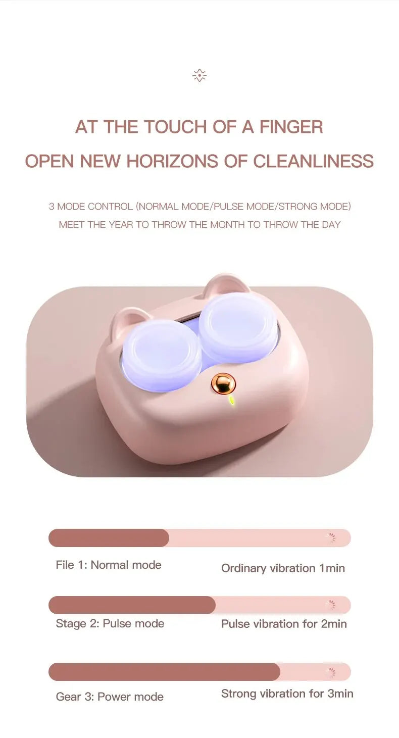 Portable Contact Lens Cleaner High Frequency Vibration Contact Lens Cleaning Case Beauty Pupil Storage Cleaning Container Tools