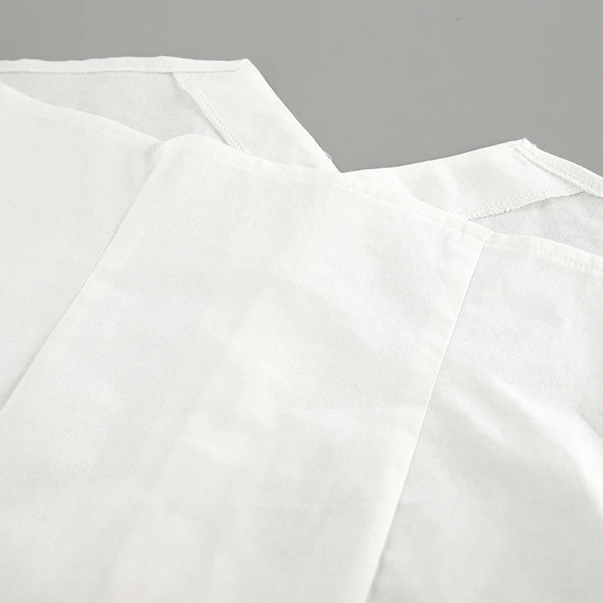 Mnealways18 White Cotton Pants Women's 2-Piece Set Clothing Linen Blazers Tops And Wide Leg Pants Elegant Women's Ensembles 2024