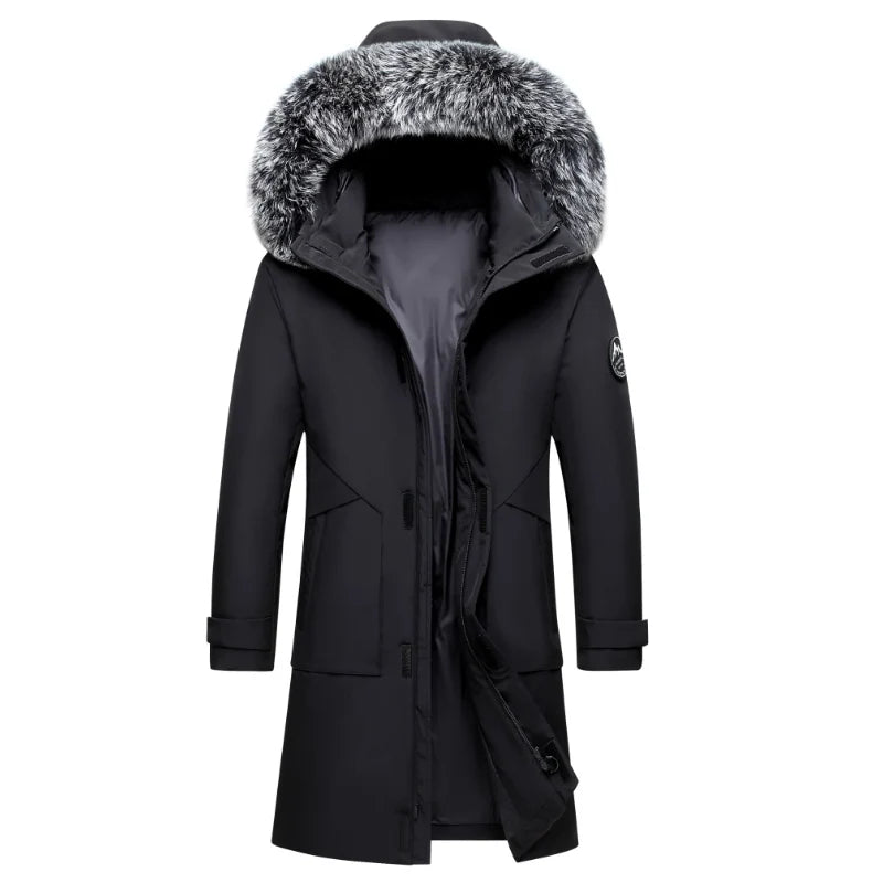 2023 Autumn Winter Men Windproof Down Jacket Coats Mens Warm White Duck Down Hooded Jacket Parkas Multi Pockets Overcoat Male